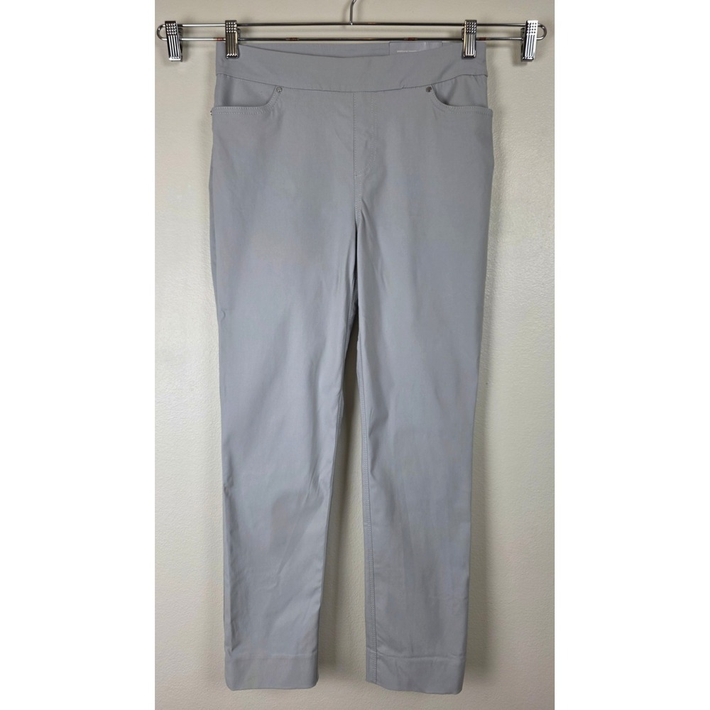 Chicos‎ So Slimming Pull On Ankle Pants Womens 4R Feather Stone Gray NWT Stretch